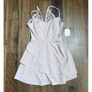 Altar'd State Women Small Ruffled Dusty Light Pink Mini Dress Feminine Medium